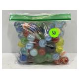 LOT OF ASSORTED VINTAGE GLASS MARBLES - SOME