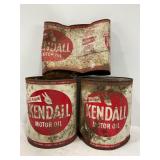 LOT OF 3 KENDALL MOTOR OIL ONE GALLON METAL CANS