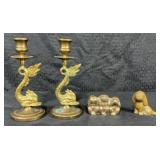 PAIR OF VINTAGE WILTON BRASS CHINESE SEA MONSTER
