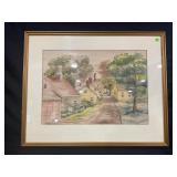 FRAME AND MATTED WATER COLOR PAINTING OF