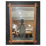 ORNATE WOODEN FRAMED HANGING WALL MIRROR