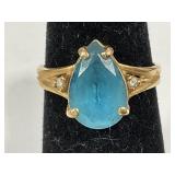 14KT WOMEN'S AQUAMARINE RING SIZE 6 1/2 TW 3.5G