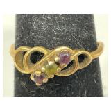 14KT WOMEN'S RING W/ 3 STONES SIZE 7 1/2 - BAND