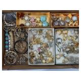 LARGE LOT OF COSTUME EARRINGS & BRACELETS