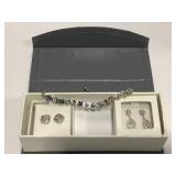 14KT OVER BRASS BOX SET - 2 EARRINGS & BRACELET