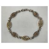 10KT GOLD & .925 STERLING "LOVE" 7 1/2" BRACELET