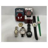 LOT OF CHARACTER WATCHES - SPIDERMAN, CURIOUS