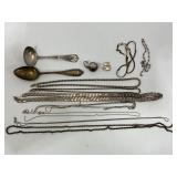LOT OF STERLING SCRAP - 2 SPOONS, BROKEN CHAIN,