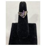 .925 STERLING SIZE 5 RING W/ AMETHYSTS