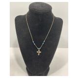 STERLING CROSS PENDANT W/ NECKLACE 15 1/2"