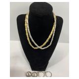 VINTAGE SILVER TONE & GOLD TONE NECKLACES W/