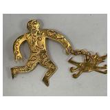 VINTAGE EDOUARD RAMBAUD PARIS MAN W/ DOG GOLD