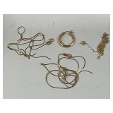 LOT OF 4 PCS 14KT SCRAP GOLD - 3 NECKLACES & 1 EAR