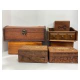 LOT OF 7 WOOD  JEWELRY BOXES