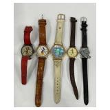 LOT OF 5 WALT DISNEY MICKEY MOUSE WATCHES