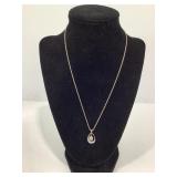 14KT WHITE GOLD 18" NECKLACE W/ PENDANT TW 4.3G