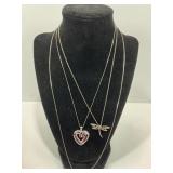 LOT OF 3 STERLING NECKLACES W/ 2 PENDANTS