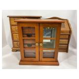 LOT OF 3 SMALL TABLETOP JEWELRY ARMOIRS