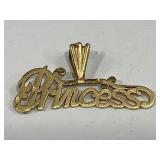 14KT PRINCESS PENDANT CHARM 0.8G - CLASP IS BENT