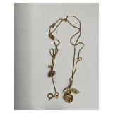 14KT GOLD NECKLACE W/ ROSE PENDANT - TANGLED -