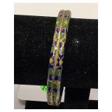 VINTAGE BLUE GREEN YELLOW ENAMEL BANGLE BRACELET