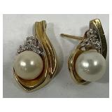 14KT GOLD PENDANT & SINGLE EARRING TW 3.9G