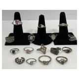 LOT OF 16 STERLING SILVER WOMEN