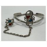SOUTHWESTERN STYLE SILVER TONE SLAVE CUFF BRACE