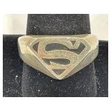 STERLING SILVER MEN'S SUPERMAN RING SIZE 12 1/2