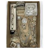 LARGE LOT OF VINTAGE RHINESTONE JEWELRY, NEWER