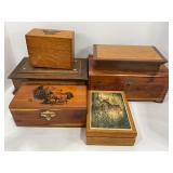 LOT OF 6 WOOD  JEWELRY BOXES