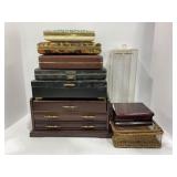 LOT OF 8 JEWELRY BOXES, PLASTIC DISPLAY HOLDER FOR