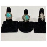 LOT OF 3 SOUTHWESTERN STYLE RINGS