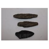 NATIVE AMERICAN SPEAR POINTS - 4", 3 1/4" & 2