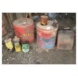 LOT OF 7 METAL CANS - QUAKER STATE, JOHN DEERE