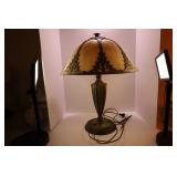 ART NOUVEAU SLAG GLASS TABLE LAMP - 24" TALL -