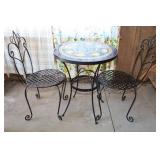 WROUGHT IRON PORCELAIN TOP ICE CREAM PARLOR SET