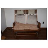 OAK DOUBLE GLIDER ROCKER WITH CUSHIONS - 43" X