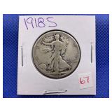 1918-S WALKING LIBERTY HALF DOLLAR