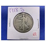 1918-S WALKING LIBERTY HALF DOLLAR