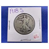 1918-S WALKING LIBERTY HALF DOLLAR