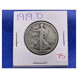 1919-D WALKING LIBERTY HALF DOLLAR