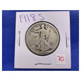 1918-S WALKING LIBERTY HALF DOLLAR