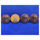 LOT OF 4 - 1 OZ .999 FINE COPPER DAY OF THE DEAD &