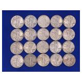 LOT OF 20 1942 WALKING LIBERTY HALF DOLLARS