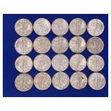 LOT OF 20 1944 WALKING LIBERTY HALF DOLLARS