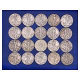 LOT OF 20 1941 WALKING LIBERTY HALF DOLLARS