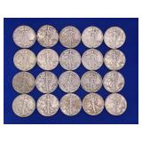 LOT OF 20 1941-1942 WALKING LIBERTY HALF DOLLARS