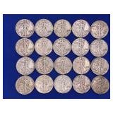 LOT OF 20 1942 WALKING LIBERTY HALF DOLLARS