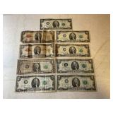 1928-D $2 RED SEAL NOTES, 6 - 1976 $2 FEDERAL